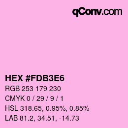 Color code: HEX #FDB3E6 | qconv.com