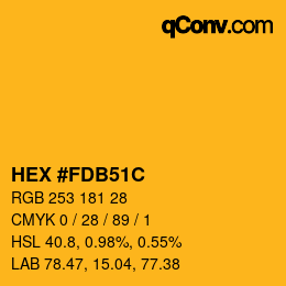 颜色代码: HEX #FDB51C | qconv.com