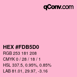 颜色代码: HEX #FDB5D0 | qconv.com