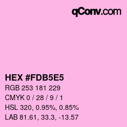 颜色代码: HEX #FDB5E5 | qconv.com
