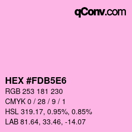 颜色代码: HEX #FDB5E6 | qconv.com