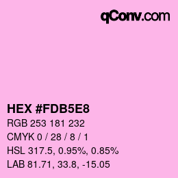 颜色代码: HEX #FDB5E8 | qconv.com