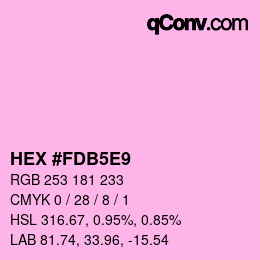 颜色代码: HEX #FDB5E9 | qconv.com