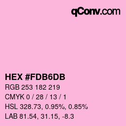 颜色代码: HEX #FDB6DB | qconv.com