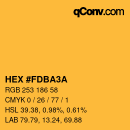 Color code: HEX #FDBA3A | qconv.com