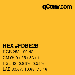 颜色代码: HEX #FDBE2B | qconv.com