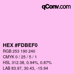 カラーコード: HEX #FDBEF0 | qconv.com