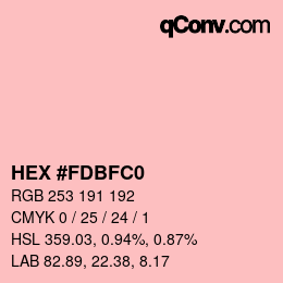 颜色代码: HEX #FDBFC0 | qconv.com
