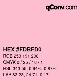 颜色代码: HEX #FDBFD0 | qconv.com