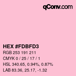 颜色代码: HEX #FDBFD3 | qconv.com