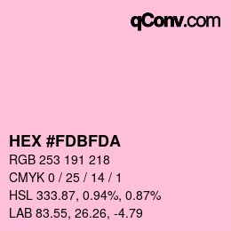 颜色代码: HEX #FDBFDA | qconv.com