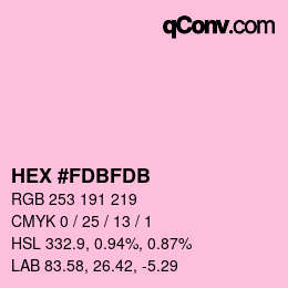 颜色代码: HEX #FDBFDB | qconv.com