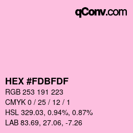 颜色代码: HEX #FDBFDF | qconv.com