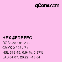 颜色代码: HEX #FDBFEC | qconv.com