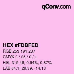 颜色代码: HEX #FDBFED | qconv.com