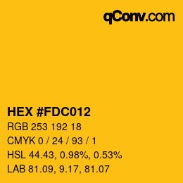 颜色代码: HEX #FDC012 | qconv.com