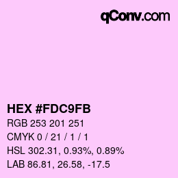 Color code: HEX #FDC9FB | qconv.com