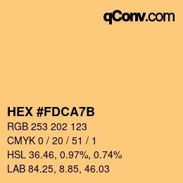 Color code: HEX #FDCA7B | qconv.com