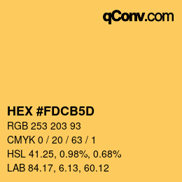颜色代码: HEX #FDCB5D | qconv.com