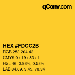 颜色代码: HEX #FDCC2B | qconv.com