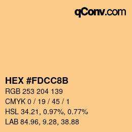 Color code: HEX #FDCC8B | qconv.com