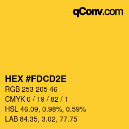 Color code: HEX #FDCD2E | qconv.com