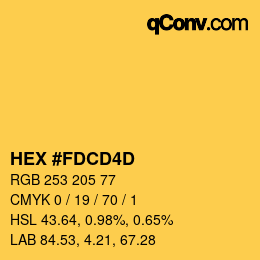カラーコード: HEX #FDCD4D | qconv.com