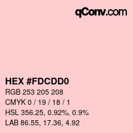 Color code: HEX #FDCDD0 | qconv.com