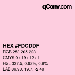 Color code: HEX #FDCDDF | qconv.com
