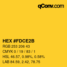 颜色代码: HEX #FDCE2B | qconv.com