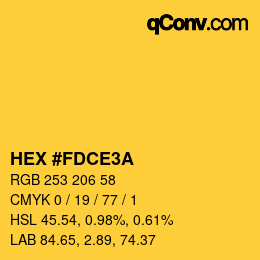 カラーコード: HEX #FDCE3A | qconv.com