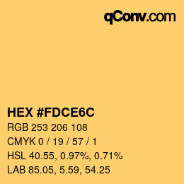 Color code: HEX #FDCE6C | qconv.com