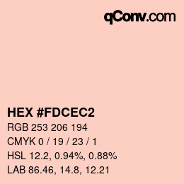 Color code: HEX #FDCEC2 | qconv.com