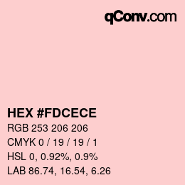 Color code: HEX #FDCECE | qconv.com
