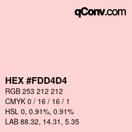カラーコード: HEX #FDD4D4 | qconv.com