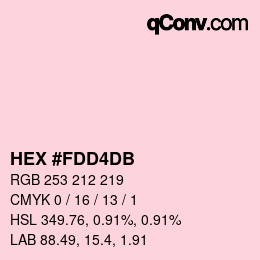 颜色代码: HEX #FDD4DB | qconv.com
