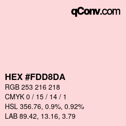 Color code: HEX #FDD8DA | qconv.com