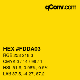 Color code: HEX #FDDA03 | qconv.com