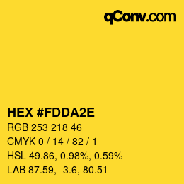 Color code: HEX #FDDA2E | qconv.com