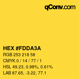 カラーコード: HEX #FDDA3A | qconv.com