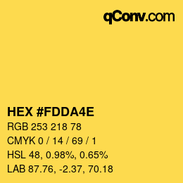 Color code: HEX #FDDA4E | qconv.com