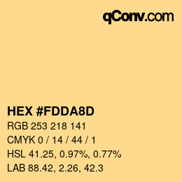Color code: HEX #FDDA8D | qconv.com