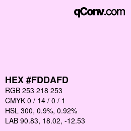 カラーコード: HEX #FDDAFD | qconv.com