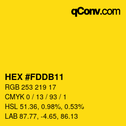 Color code: HEX #FDDB11 | qconv.com