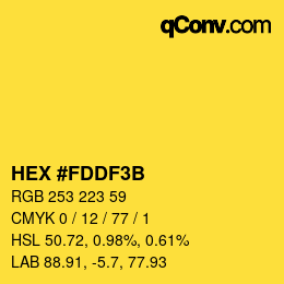 Color code: HEX #FDDF3B | qconv.com