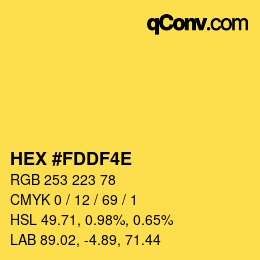 Color code: HEX #FDDF4E | qconv.com