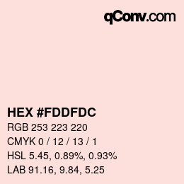 Color code: HEX #FDDFDC | qconv.com