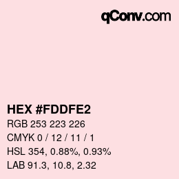 Color code: HEX #FDDFE2 | qconv.com
