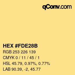 Color code: HEX #FDE28B | qconv.com