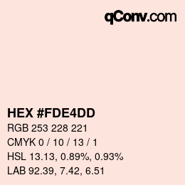 カラーコード: HEX #FDE4DD | qconv.com